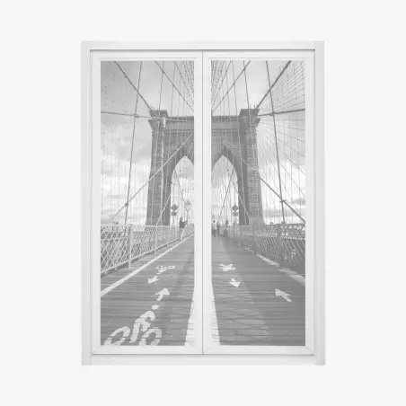 Pegatina para ventana perspectiva arquitectónica del puente de Brooklyn – Pixers®
