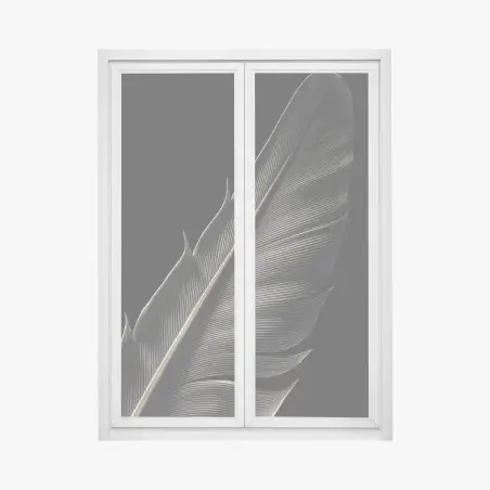 Pegatina para ventana pluma en blanco y negro: detalle minimalista – Pixers®