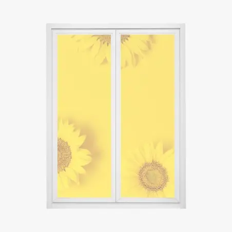 Pegatina para ventana girasoles sobre fondo amarillo vibrante – Pixers®