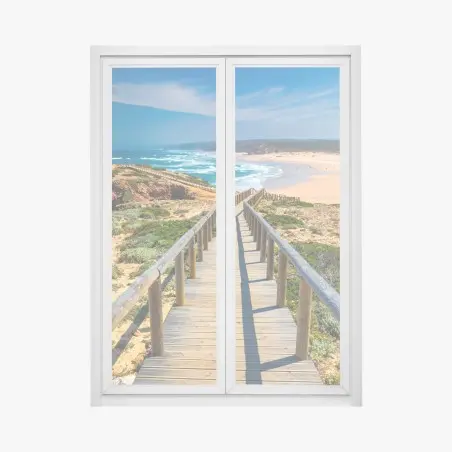 Pegatina para ventana pasarela hacia Praia da Bordeira, Algarve – Pixers®