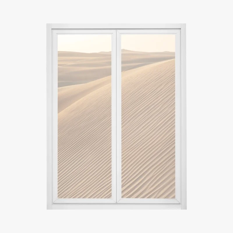 Pegatina para ventana dunas doradas y texturas del desierto