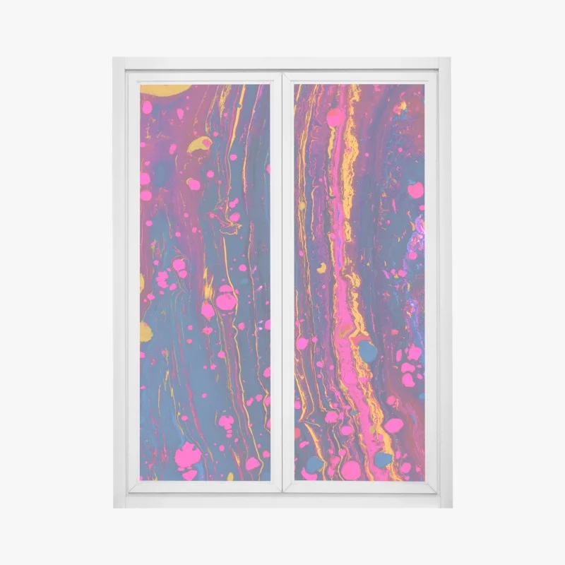 Pegatina para ventana marmolado psicodélico en rosa y azul eléctrico