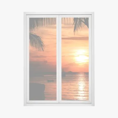 Pegatina para ventana puesta de sol tropical sobre el mar – Pixers®