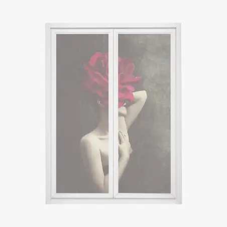 Pegatina para ventana mujer con rosa roja gigante – Pixers®