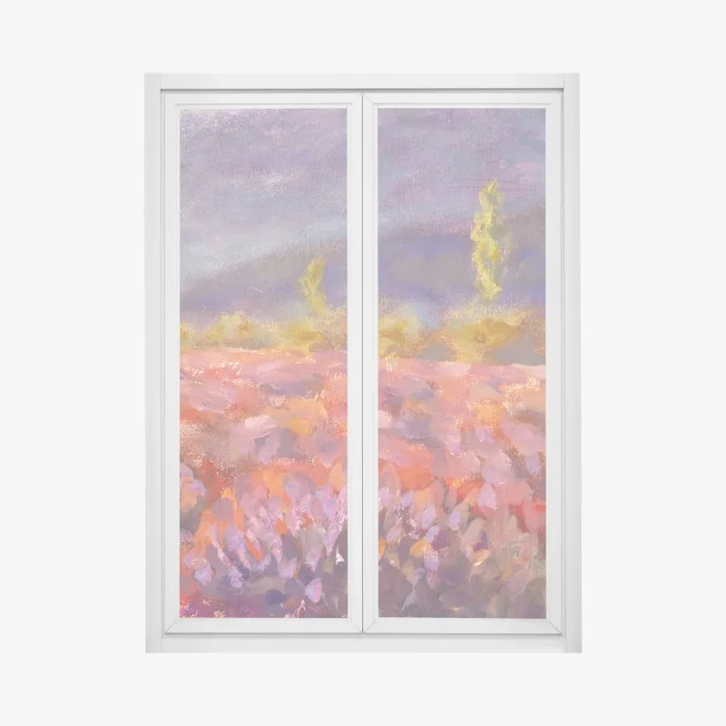 Pegatina para ventana paisaje de lavanda en Provenza
