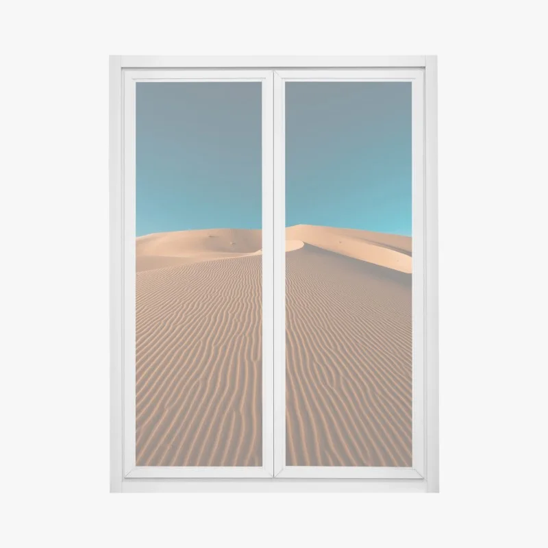 Pegatina para ventana dunas doradas bajo cielo azul profundo