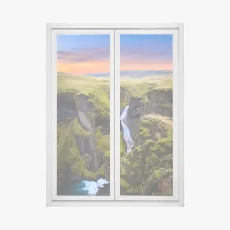 Pegatina para ventana atardecer en el cañón Fjadrargljufur, Islandia – Pixers®