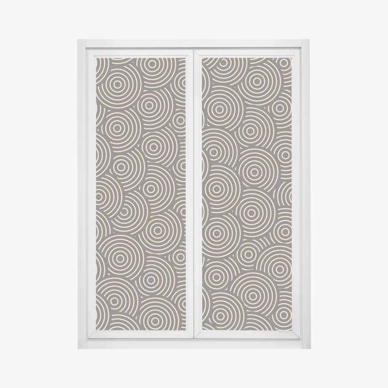 Pegatina para ventana patrón de círculos concéntricos en tonos beige y negro