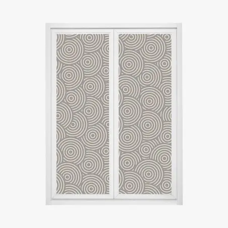 Pegatina para ventana patrón de círculos concéntricos en tonos beige y negro – Pixers®
