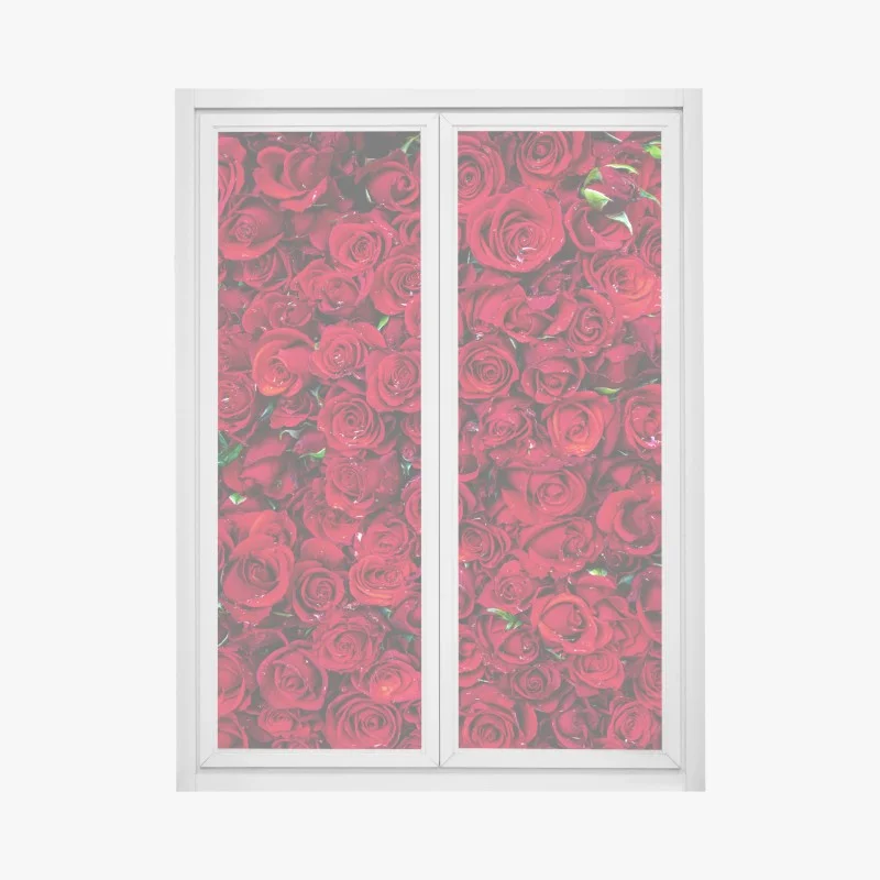 Pegatina para ventana mosaico de rosas rojas