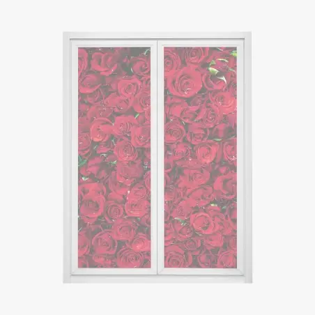 Pegatina para ventana mosaico de rosas rojas – Pixers®