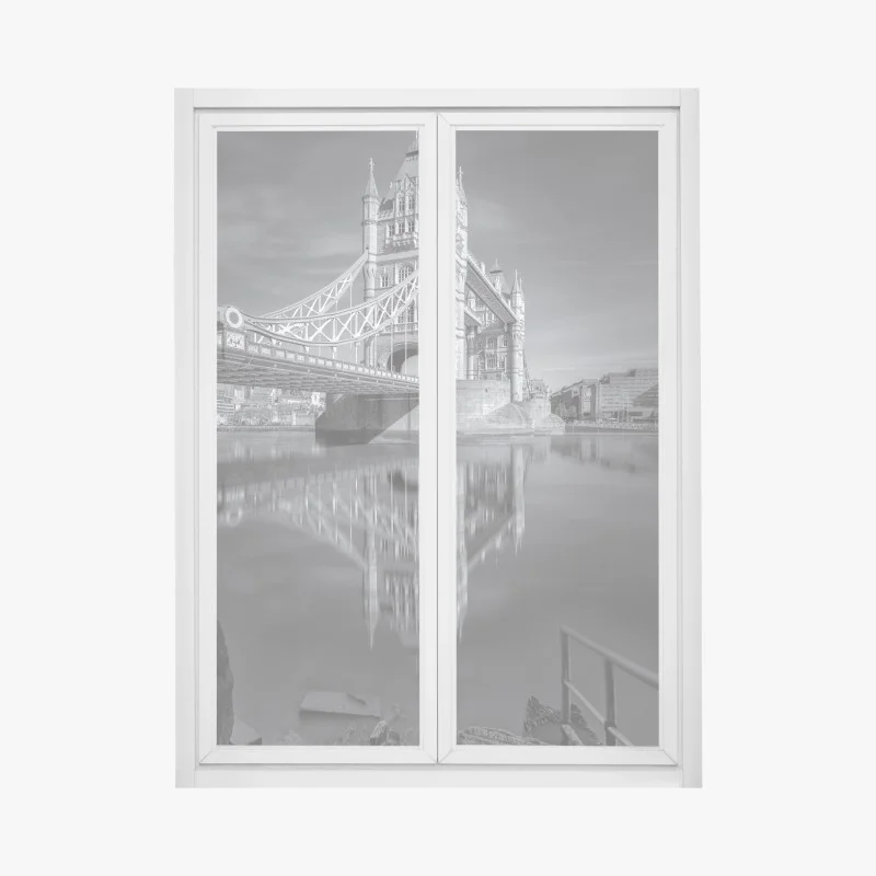 Pegatina para ventana reflejo majestuoso del puente en el río, Londres