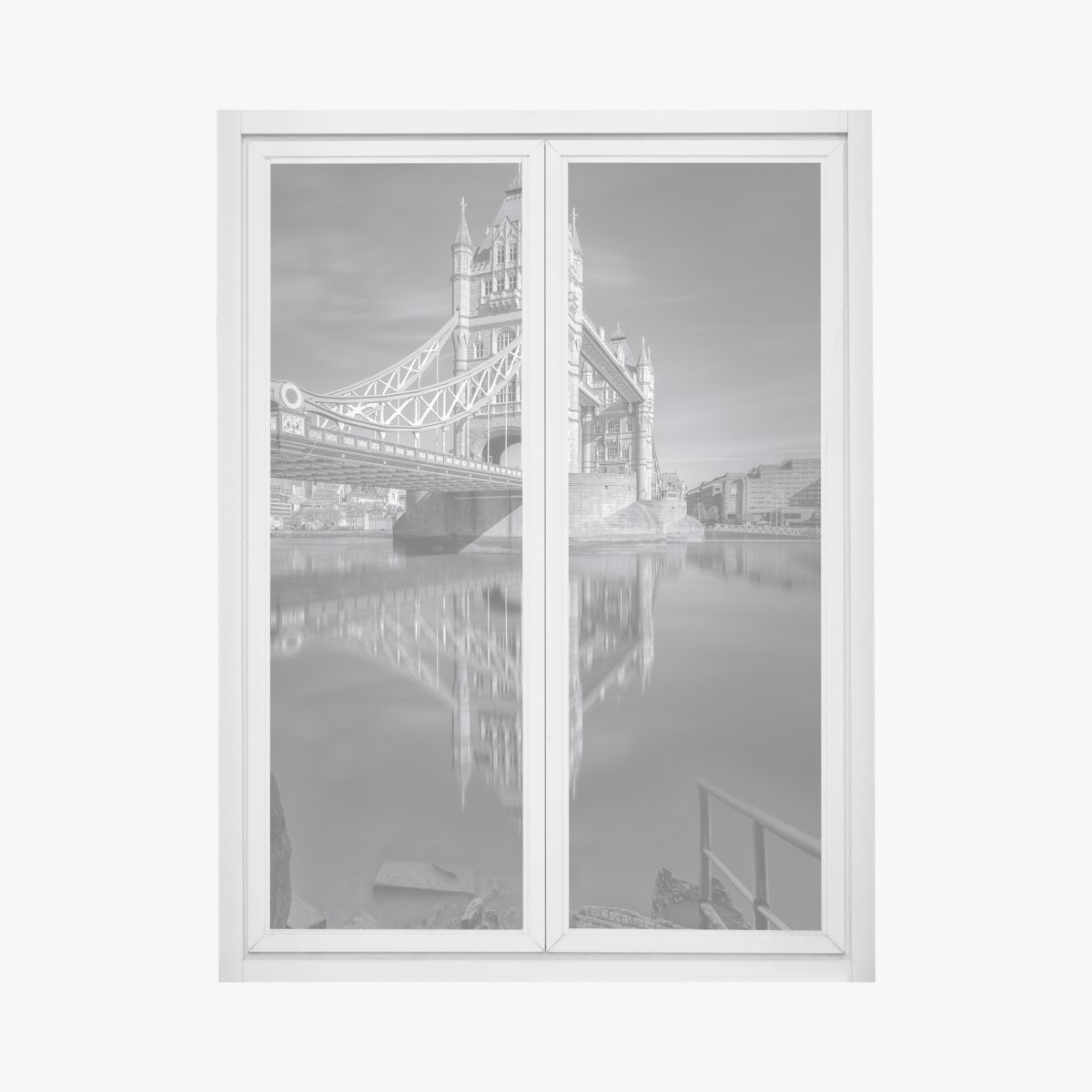 Pegatina para ventana reflejo majestuoso del puente en el río, Londres – Pixers®