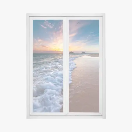 Pegatina para ventana amanecer sereno en la costa – Pixers®