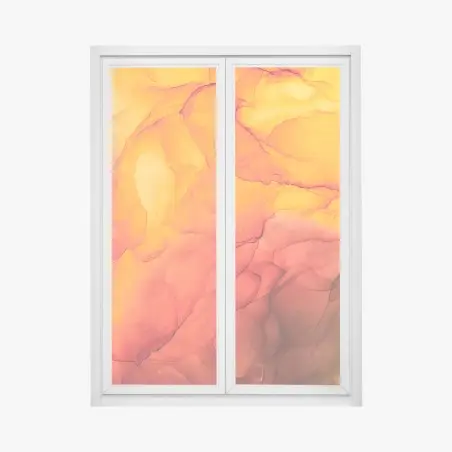 Pegatina para ventana llama líquida: paisaje abstracto en tonos cálidos – Pixers®