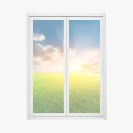 Pegatina para ventana atardecer dorado en pradera – Pixers®