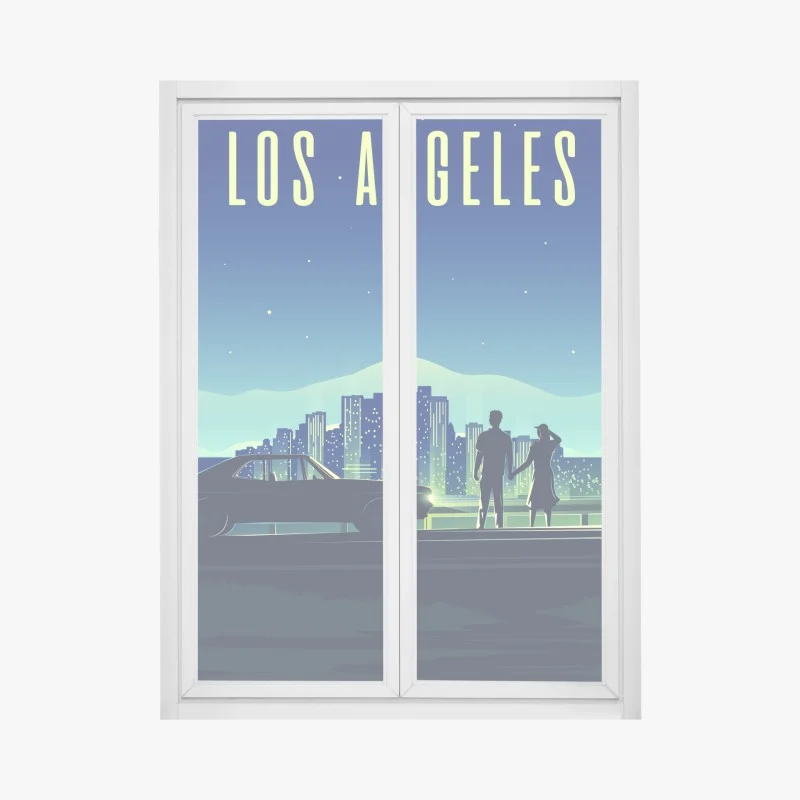 Pegatina para ventana romance nocturno en Los Ángeles