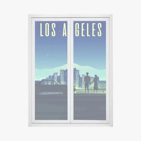 Pegatina para ventana romance nocturno en Los Ángeles – Pixers®