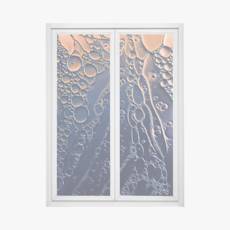 Pegatina para ventana composición abstracta en azul y dorado