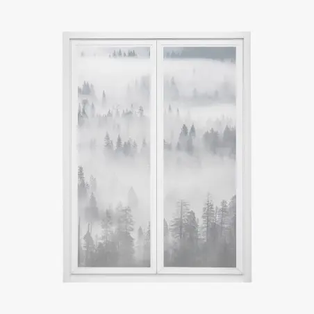 Pegatina para ventana bosque entre nieblas místico – Pixers®