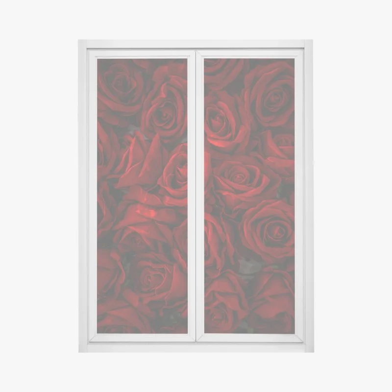 Pegatina para ventana mosaico de rosas rojas intensas