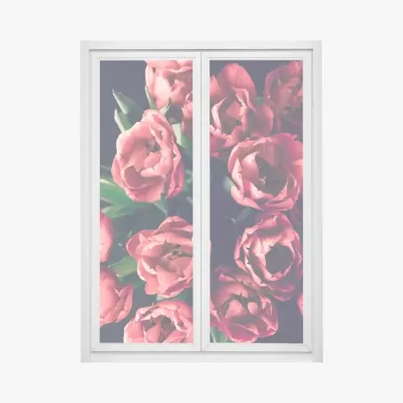 Pegatina para ventana tulipanes rojos sobre fondo oscuro – Pixers®