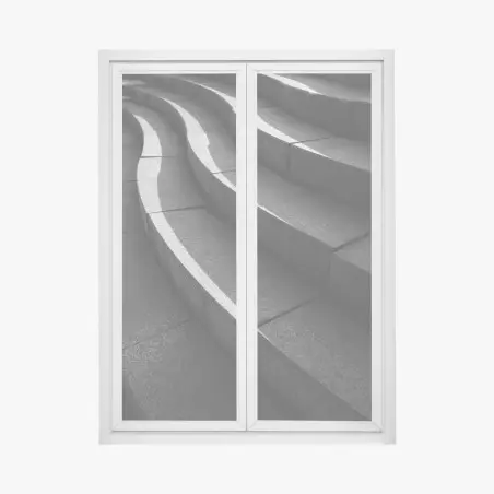 Pegatina para ventana escalera abstracta de cemento y luz – Pixers®