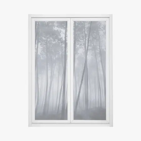 Pegatina para ventana bosque de pinos en niebla nocturna – Pixers®