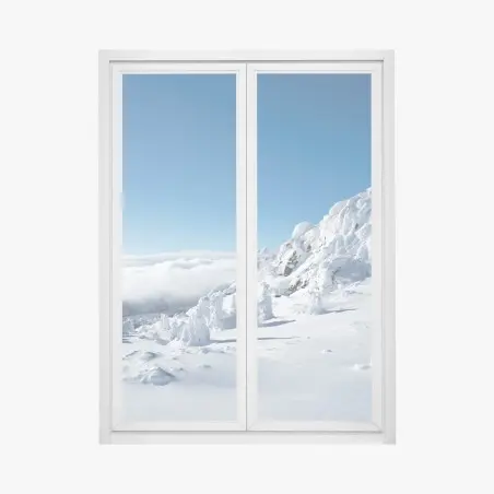 Pegatina para ventana paisaje nevado en la cumbre – Pixers®