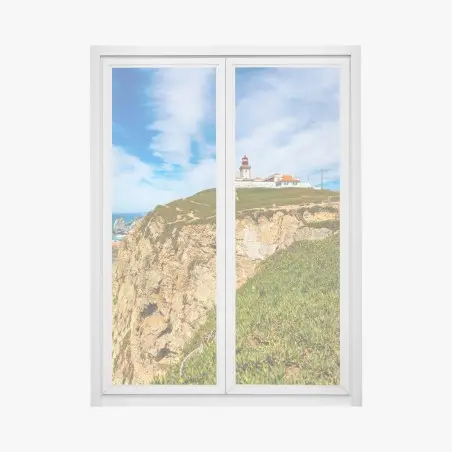Pegatina para ventana faro en Cabo da Roca sobre los acantilados – Pixers®