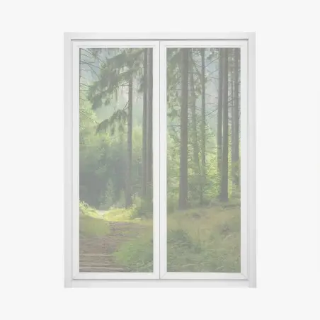 Pegatina para ventana sendero en bosque de pinos – Pixers®