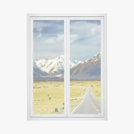 Pegatina para ventana carretera hacia los Alpes del Sur, Nueva Zelanda – Pixers®
