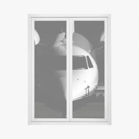 Pegatina para ventana avión privado en primer plano en blanco y negro – Pixers®