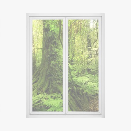 Pegatina para ventana selva esmeralda: paisaje verde exuberante – Pixers®