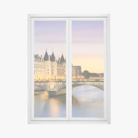 Pegatina para ventana amanecer en París junto al río Sena – Pixers®
