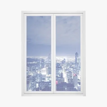 Pegatina para ventana panorama nocturno de Chicago iluminado – Pixers®