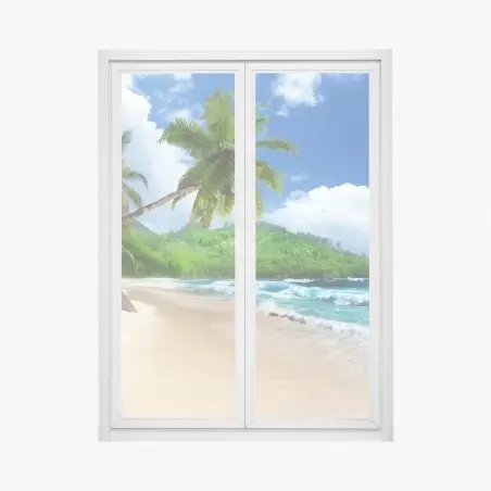 Pegatina para ventana playa tropical de Mahé, Seychelles – Pixers®