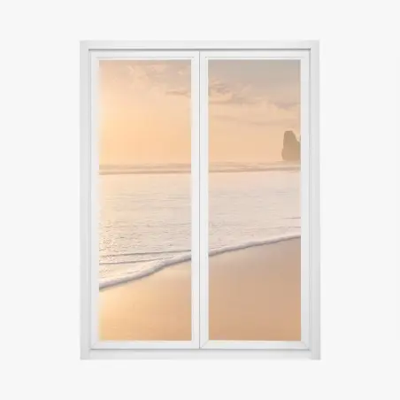 Pegatina para ventana atardecer dorado en la playa – Pixers®