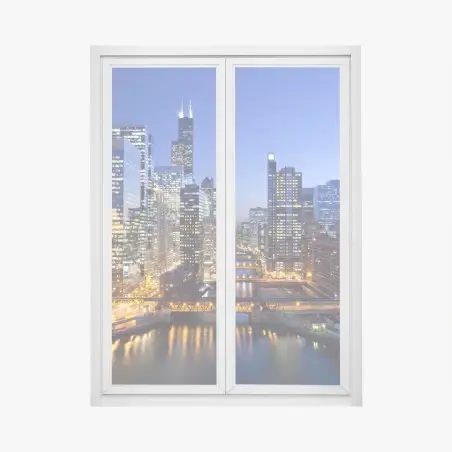 Pegatina para ventana panorama nocturno de Chicago – Pixers®