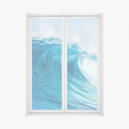 Pegatina para ventana ola oceánica azul en movimiento – Pixers®