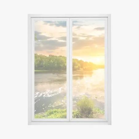 Pegatina para ventana puesta de sol sobre el río sereno – Pixers®