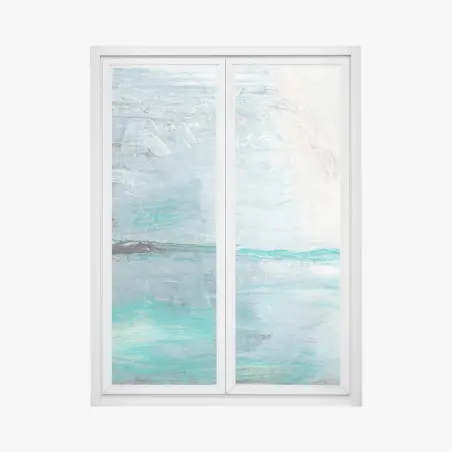 Pegatina para ventana paisaje abstracto en tonos turquesa y plateados – Pixers®