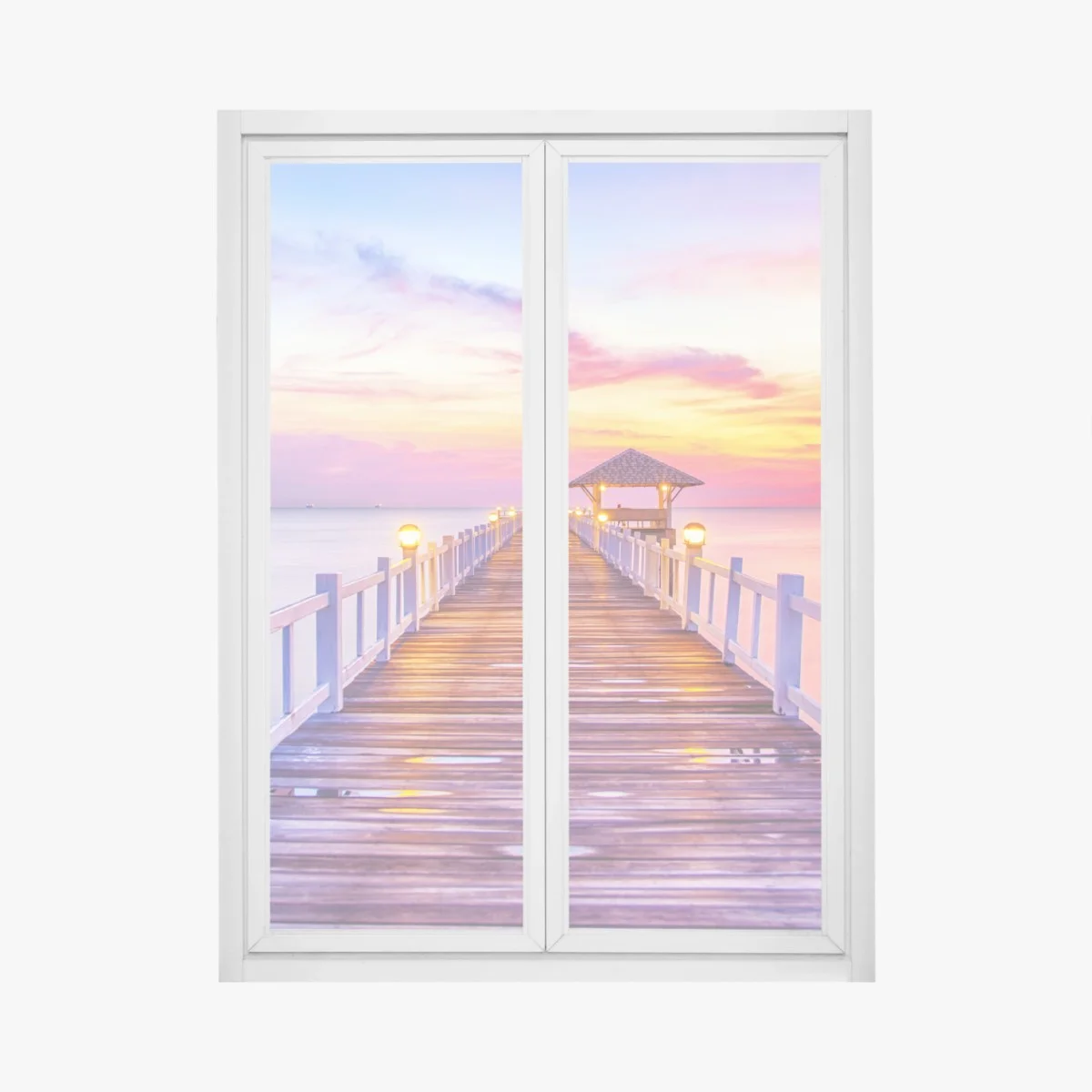 Pegatina para ventana muelle al atardecer con cielo colorido – Pixers® Pegatina para ventana muelle al atardecer con cielo colorido – Pixers®