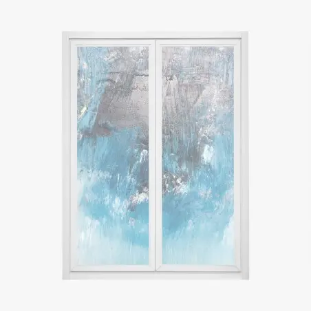 Pegatina para ventana escena oceánica abstracta en tonos azules – Pixers®