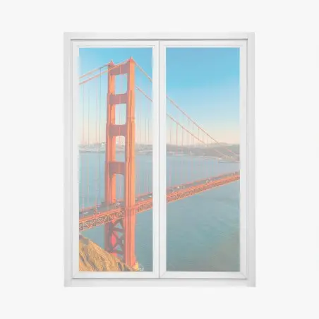 Pegatina para ventana amanecer sobre Golden Gate: vista panorámica de San Francisco – Pixers®