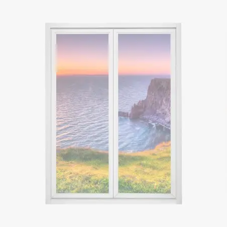 Pegatina para ventana acantilado al atardecer sobre el mar – Pixers®