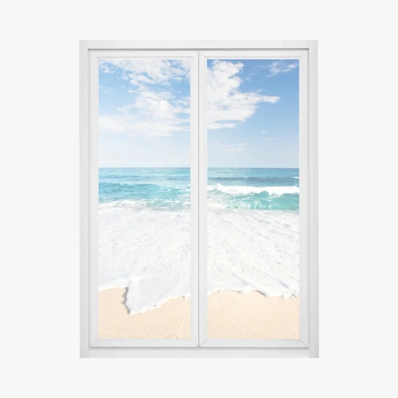Pegatina para ventana brisa marina y olas en la orilla