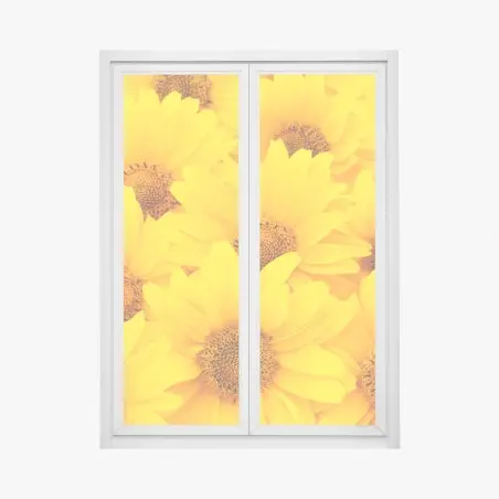 Pegatina para ventana explosión de girasoles luminosos – Pixers®