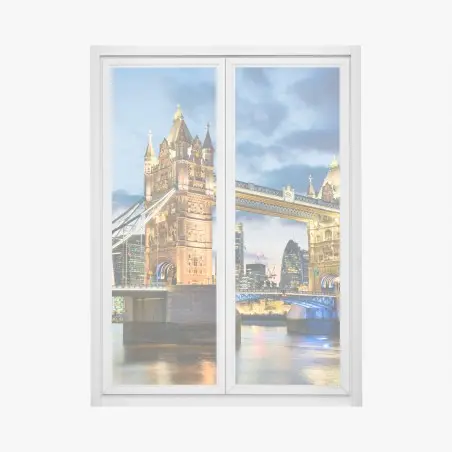 Pegatina para ventana vista nocturna del Puente de la Torre en Londres – Pixers®
