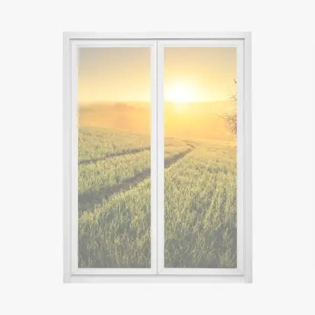 Pegatina para ventana amanecer dorado en laderas onduladas – Pixers®